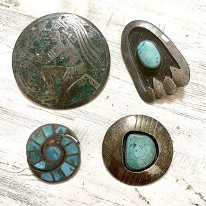 Vintage Sterling Turquoise Pendant Set